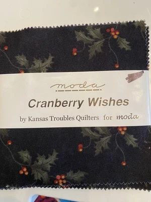 Moda fabric quilt Charm pack Cranberry Wishes Kansas Troubles Quilters - Image 1 of 2