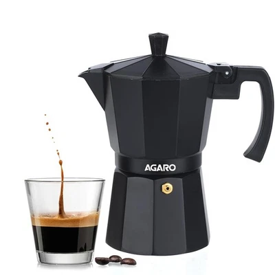 AGARO Classic Moka Pot, Stovetop, Espresso Coffee Maker, 240 Ml,Black - Image 1 of 4