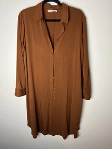 Mimi Maxi Camisa Marrón Vestido Midi Pequeño Lagenlook Modesto 156 - Imagen 1 de 7