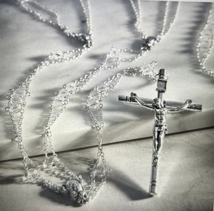 Autom Creed-Ladder Lasso Wedding Rosary 42” Austrian Crystal - Picture 1 of 4