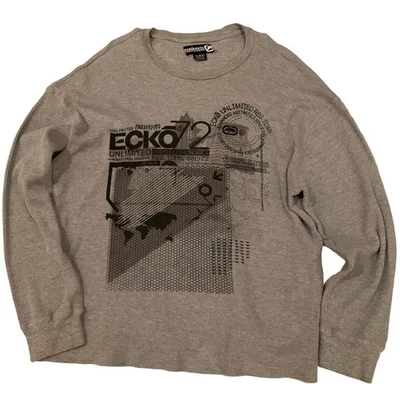 Vintage Y2K Ecko Unltd Gray Thermal Grunge Skate Emo Cyber Mall Goth Mens XL - Image 1 of 4