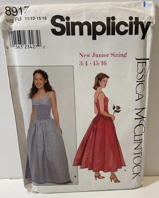 Simplicity Sewing Pattern 8917 Juniors Dress Jessica McClintock 11/12-15/16 UCFF - Image 1 of 4