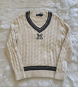 Polo Ralph Lauren New Cricket Sweater Pullover Knit Cream Cotton Cashmere XL - Picture 1 of 6