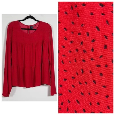 Gap Tiered 长袖上衣女式 2XL 码红色圆领全新带标签 — 第 1/4 张图片