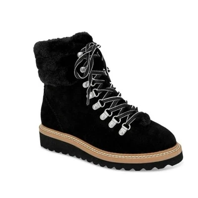 Великолепный Evita черный женщин замши искусственного меха туризм шнурует вверх на танкетке ботинки размер 6,5 - Изображение 1 из 4