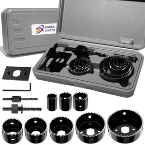 12 Hole Saw Kit 8 Sizes 3/4" to 2-1/2" Drill Bits Hex Key PVC Plywood Softwood - Picture 1 of 7