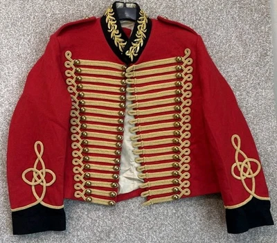 Red Wool Hussar Military Jacket with Gold Braiding Band Parade Costume - Image 1 of 4