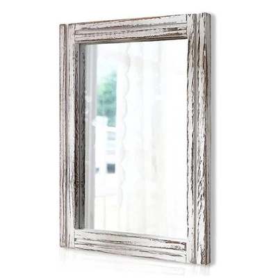 Large Wall Mirrors 26"x18" Rustic Wood Mirror Rectangle Decorative for Farmho... - Image 1 of 4