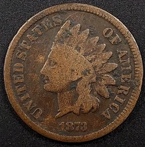 1873 Indian Head Cent, open 3 variety! - Foto 1 di 4