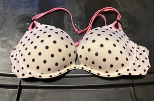 Victorias Secret Underwire Padded Bra White, Pink And Black Size 34C - Picture 1 of 5