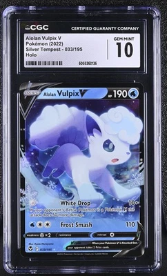 ALOLAN VULPIX V Silver Tempest Holo Rare #033 CGC 10 Gem Mint Pokemon - Image 1 of 2