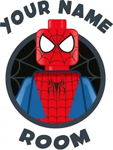Lego Marvel - Spiderman door sticker - PERSONALISED WITH YOUR NAME - Picture 1 of 4