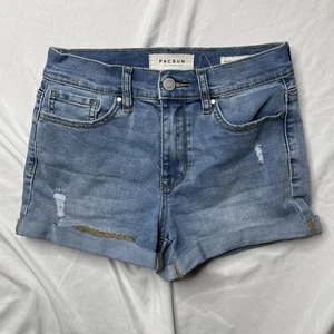 Pantalones Cortos de Denim PacSun The Shortie Distressed tiro Medio Azul Juniors Talla 25 - Imagen 1 de 6