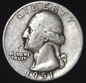 1951-D 25C Washington Quarter 90% Silver 21hls0317 - Picture 1 of 2