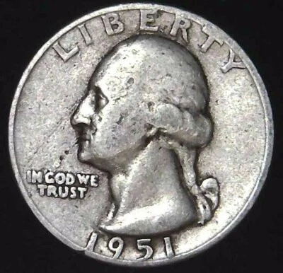 1951-D 25C Washington Quarter 90% Silver 21hls0317 - Image 1 of 2