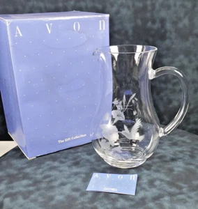 Vintage Avon Etched Hummingbird Collection~24% Lead Crystal~ 8" Tall Pitcher - Picture 1 of 3