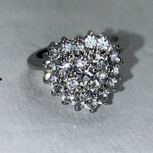 Nuevo Anillo de Cristal de Plata de Ley, Anillo de Cóctel 925 Talla 6.5 - Imagen 1 de 5