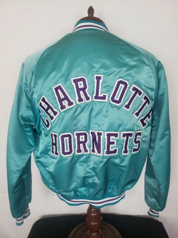 🔥🚨Vintage Chalk Line Charlotte Hornets M Starter Style Spellout Jacket EUC! Cover