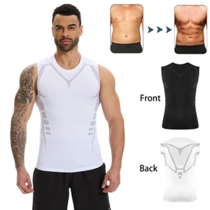 Mens Slim Quick Dry Fitness Compression Body Shaper Undershirt Workout Tank Tops - Picture 1 of 12