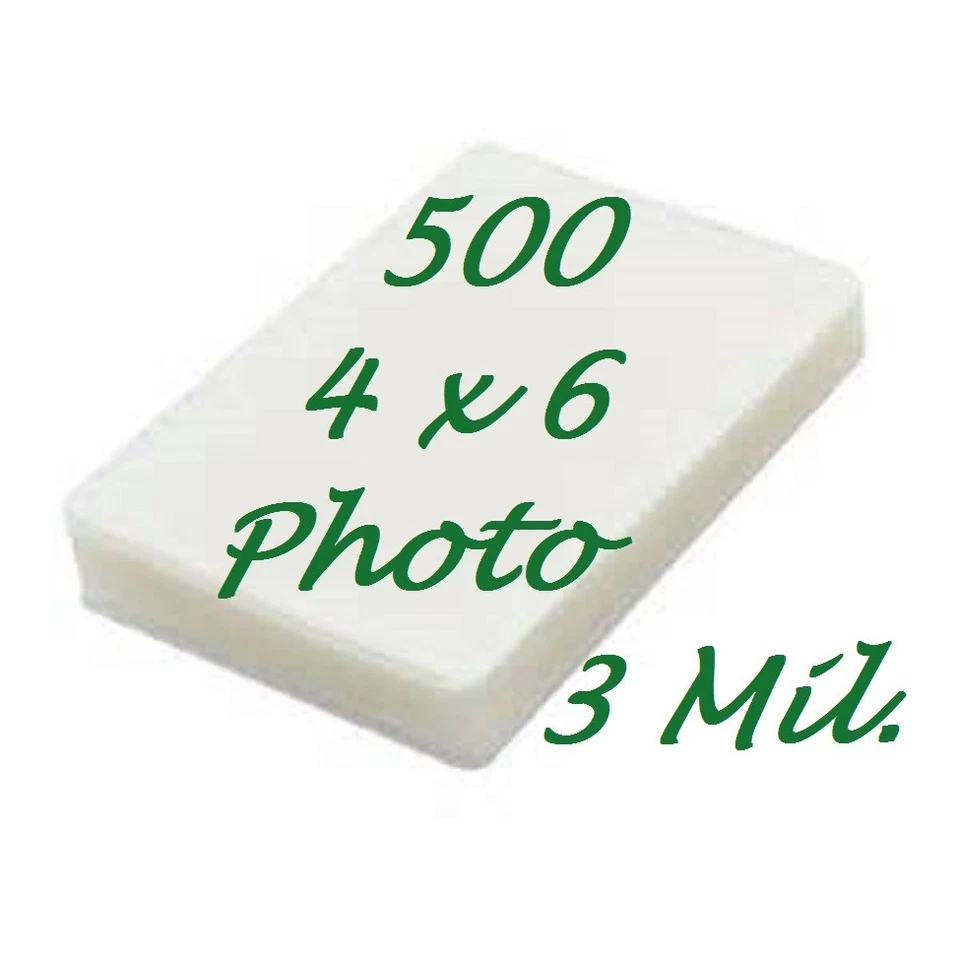 LAMINATING 4 LESS 4 x 6 500 3 Mil Laminating Pouches Sleeves 4-1/4 x 6-1/4 Photo X-Clear