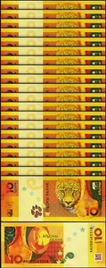 ABKHAZIA 10 Apsar 2024 UNC, 20 Pcs LOT, Consecutive, Comm. Leopard, P-3, NEW - Picture 1 of 6