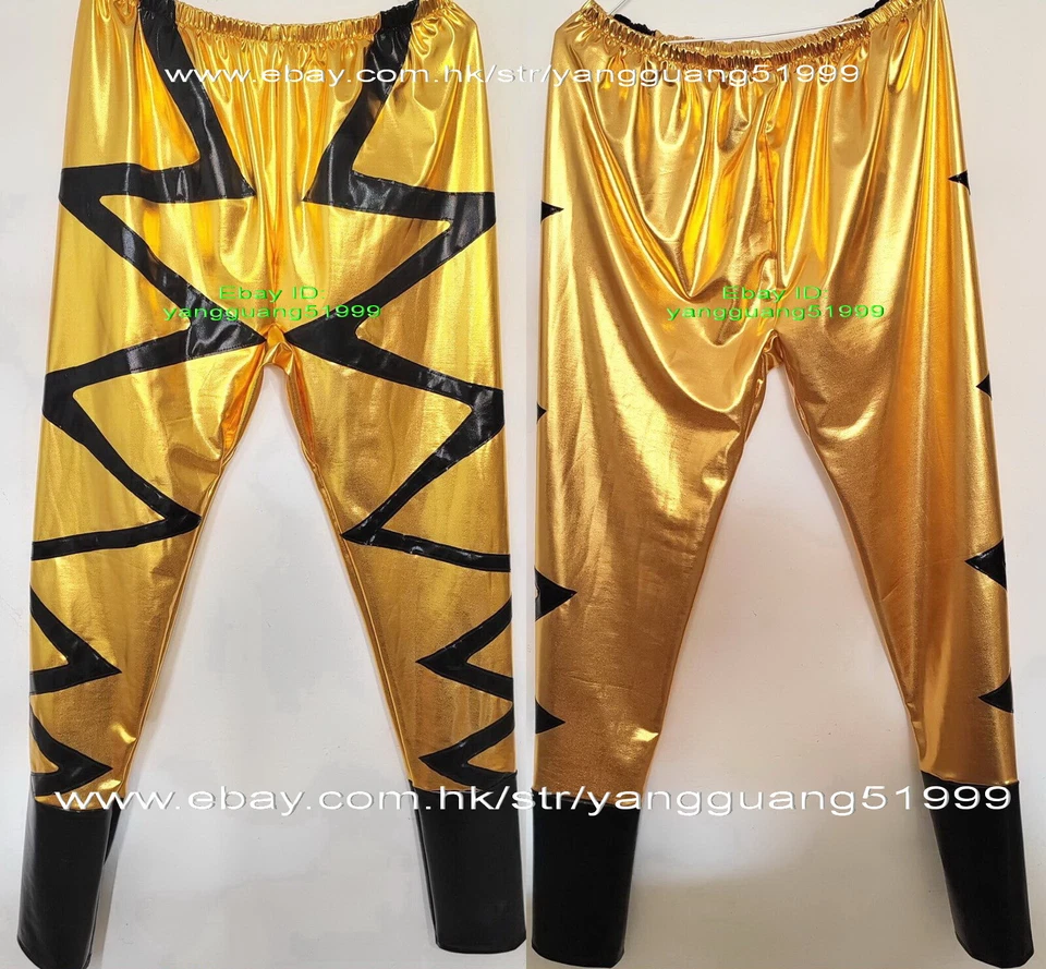 Unisex Wrestling Trousers Dark Gold/Black Shiny Metallic Men Tights/Pants F1063 - Image 1 of 1