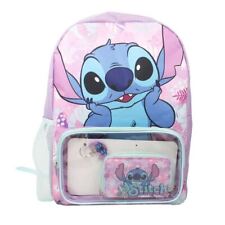 Disney Lilo and Stitch 3 Piece Bag Set - Backpack Purse Keyring Pink Purple Blue