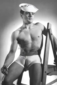 1940's Muscular Male Beefcake Bulge Navy WW2 Gay Int 4"x6" Reprint Photo G8 - Picture 1 of 2