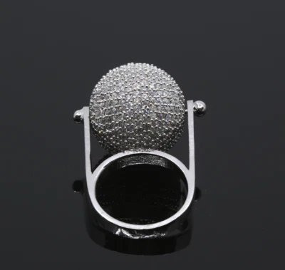 Anello moda argento 935 sfera zirconi taglio brillante scintillante incredibile zirconi - Immagine 1 di 4