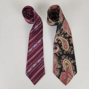 Mario Valentino Neck Tie Men 2PC Black Pink Paisley Silk Career Business Classic - Picture 1 of 12