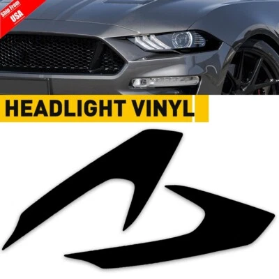 FOR 2018-2023 Ford Mustang Headlight Amber Side Marker SMOKE Vinyl Tint Overlay - Image 1 of 4