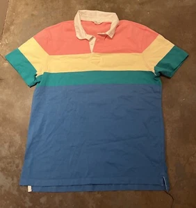 J.CREW Mens XL ShortSleeve Rugby Shirt In Colorblock Stripes Multicolor 90s Vibe - Picture 1 of 9