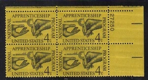 #1201 - 4¢ Apprenticeship Issue - MNH Plate Block 4 - Picture 1 of 1