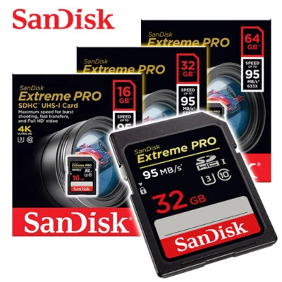 16GB 32GB 64GB SanDisk Extreme PRO 95MB/s UHS-I U3 SD HC SDXC Flash Memory Card - Image 1 of 4