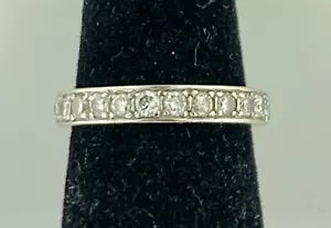 Deco Diamond Anniversary Wedding Band Vintage Antique Platinum Eternity Ring~ - Picture 1 of 9