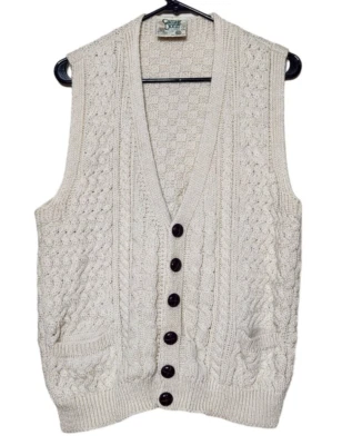 Carraig Donn Aran Hombres M Cárdigan Tejido con Cable Suéter Chaleco 100% Lana Sin Mangas Foto 1 de 4