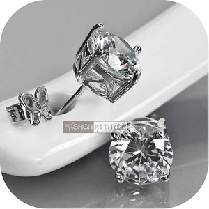 18ct white gold filled GF round brilliant simulated diamonds stud earrings 6mm - Picture 1 of 1