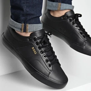 Scarpe da ginnastica Boss by Hugo Boss Aiden nere tutte le taglie logo firmato prezzo consigliato £ 180 HBATB01 - Foto 1 di 12