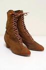 ANTIQUE Fyfe/Selby Brown Suede Lace Up Victorian Steampunk Ankle Boots Size 7 C