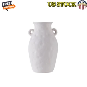 9in Textured Ceramic Vase W/ Handles Minimalist Home Decor Centerpiece New - Picture 1 of 6
