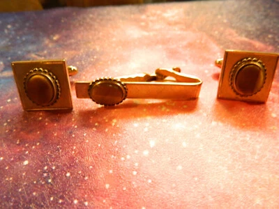* Gemelos y barra de corbata vintage DANTE tono dorado Foto 1 de 3
