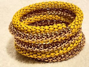 Bracelet Snake Coiled Serpent Cuff  Gold Tone Ceramic Beads Wear Up Arm or Wrist
