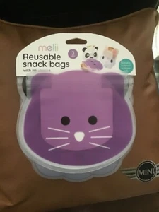 MELLI DOG / CAT / PANDA REUSABLE 3 SNACK BAGS BIRTHDAY CHRISTMAS ON THE GO - Picture 1 of 3