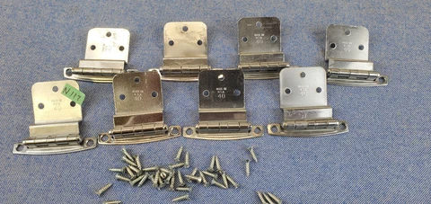 Lot of 8 Vintage Art Deco Chrome Offset Cabinet Door Hinges With Screws  N117A Cover
