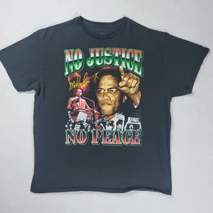 T-shirt Malcom X adulto taglia media nera manica corta no giustizia no pace - Foto 1 di 6