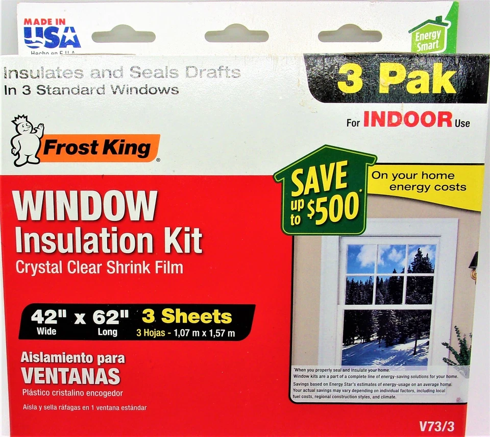 KIT AISLAMIENTO VENTANA FROST KING, USO INTERIOR, PAQUETE DE 3 - 42" X 62" ESTÁNDAR #V73/3 Foto 1 de 1