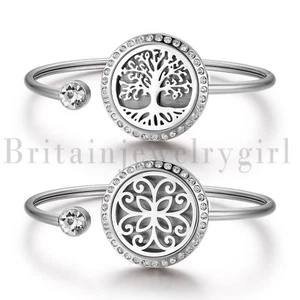 Stainless Steel Aromatherapy Bracelet Essential Oil Locket Diffuser Cuff 8 Pads - Picture 1 of 14