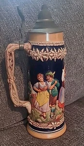 Vintage 1950s Gerz Large 1.5L Hand Painted West Germany Beer Stein / Oktoberfest - Picture 1 of 5