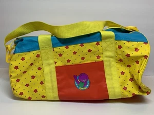 Bolso de Lona Vintage Años 90 Barney Púrpura Dinosaurio Logo Amarillo Rojo Estrellas Raro Usado en Excelente Condición - Imagen 1 de 15