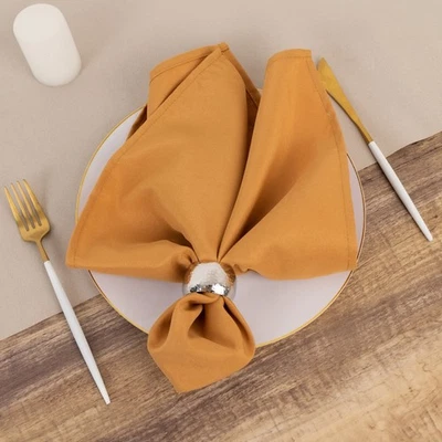 5 GOLD Premium 20" x 20" Polyester Dinner Table Napkins Wedding Party Events - Image 1 of 4